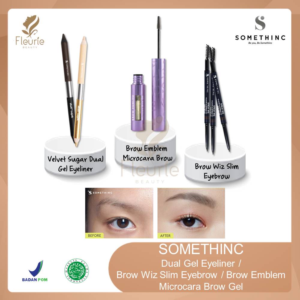 Somethinc Dual Gel Eyeliner / Brow Emblem Microcara Brow Gel / Brow  Wiz Slim Eyebrow Original BPOM