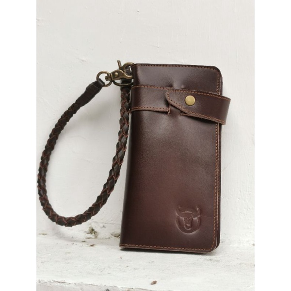 dompet kulit asli kancing Bull captain