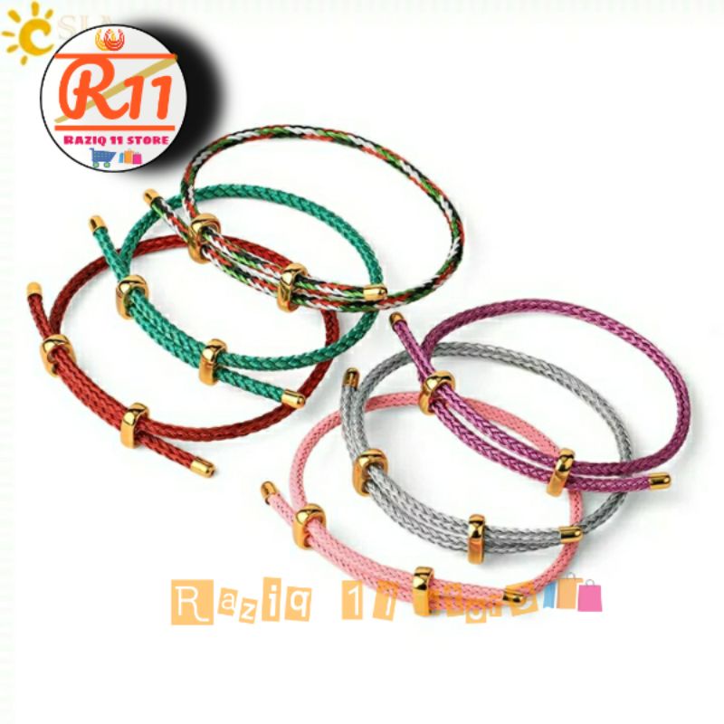 Gelang Tali Kawat Anti Air Waterproof Untuk Charm Liontin Wire Rope Emas