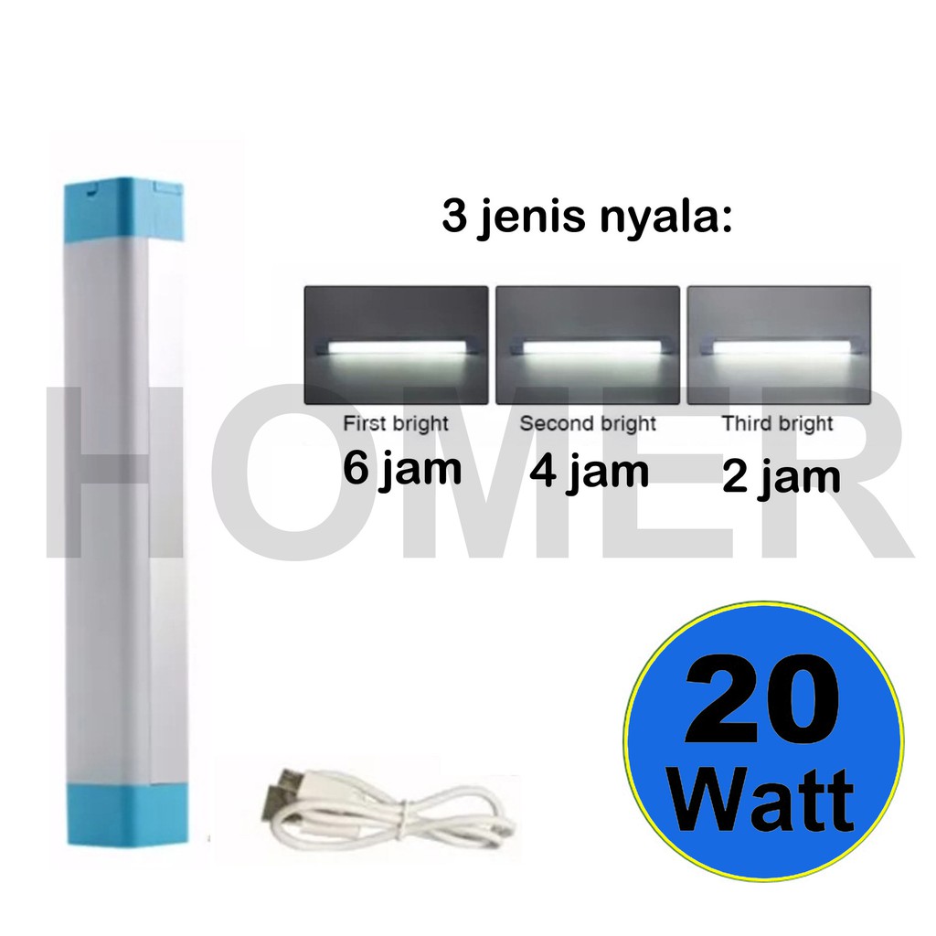 lampu led stick emergency rechargeable cas portable magnet USB 20 watt