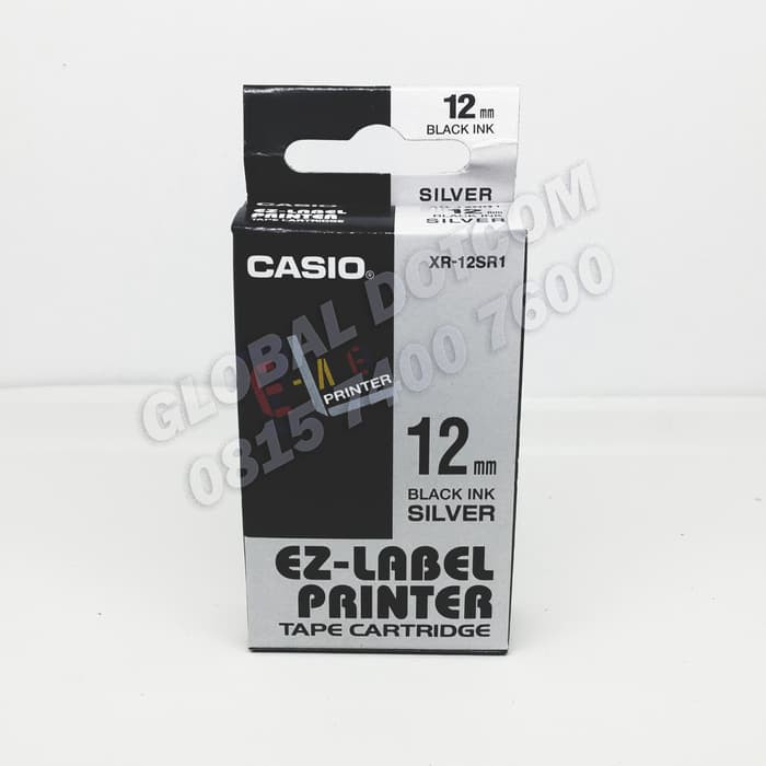 

promo kualitas EZ LABEL TAPE CASIO 12MM BLACK INK SILVER murah keren terbatas