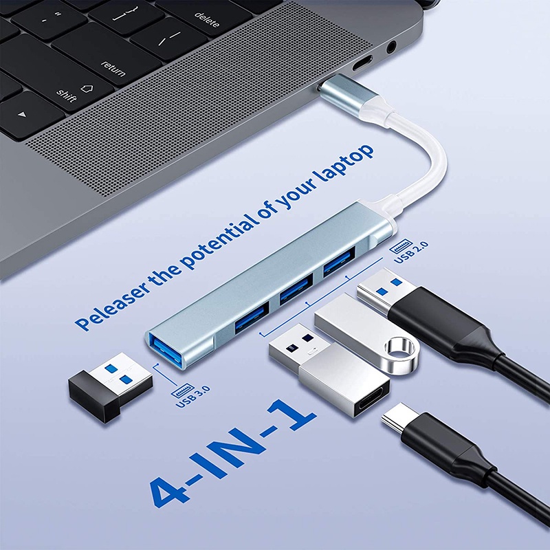 Hub Splitter 4 Port Usb 3.0 Otg Tipe C 3.1 Untuk Laptop / Pc / Komputer Pro Air13.3