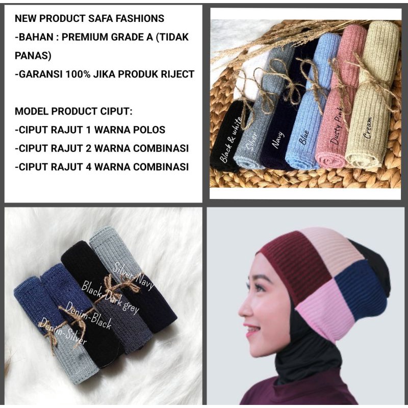 Ciput Rajut Warna / Ciput Wanita / Ciput Hijab / Ciput Murah / Ciput Anti pusing