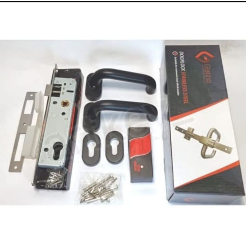 KUNCI PINTU ALUMUNIUM/Lockcase Quality/silinder/ lever handle 84030 BLACK Powder Coating