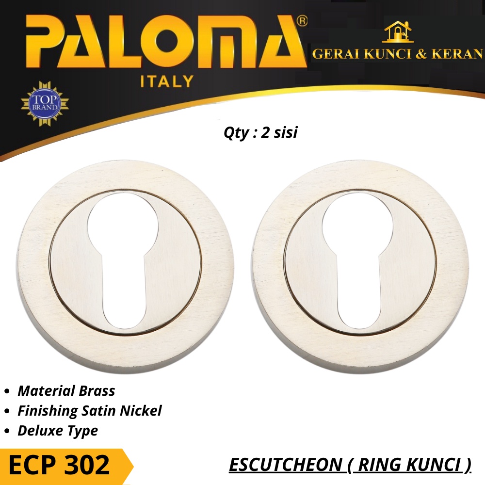 PALOMA ECP 302 RING KUNCI BULAT ESCUTCHEON DELUXE COVER TUTUP CYLINDER KUNCI SATIN NICKEL