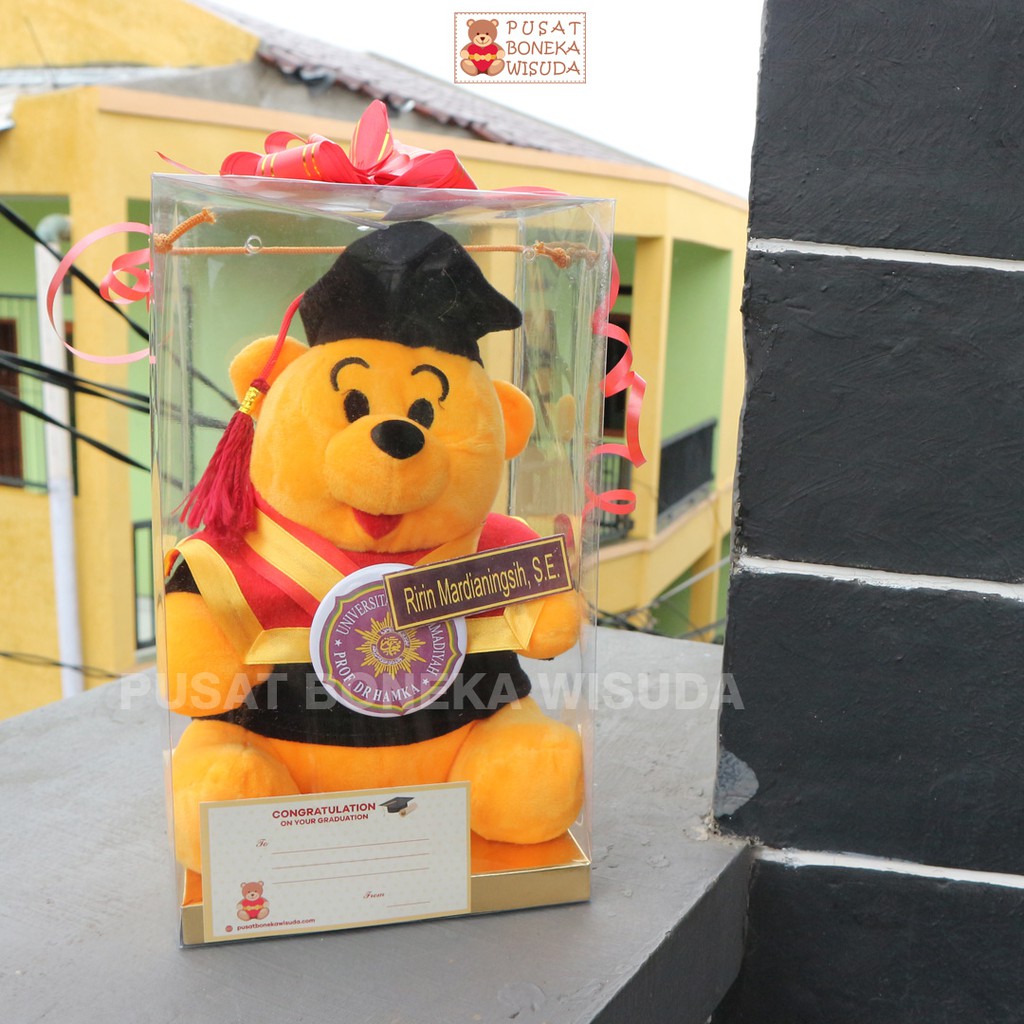 Kado Wisuda Boneka Winnie the Pooh Hadiah Boneka Wisuda Winie the poh Wini the Pooh Kecil Mika Nama