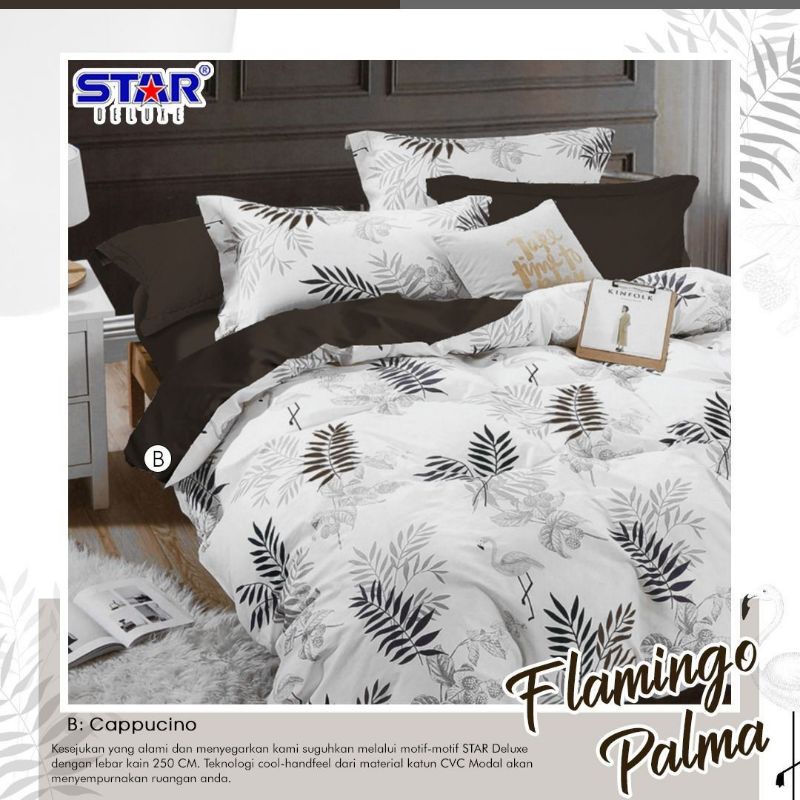 KAIN BAHAN SPREI METERAN KATUN STAR MOTIF FLAMINGO PALMA