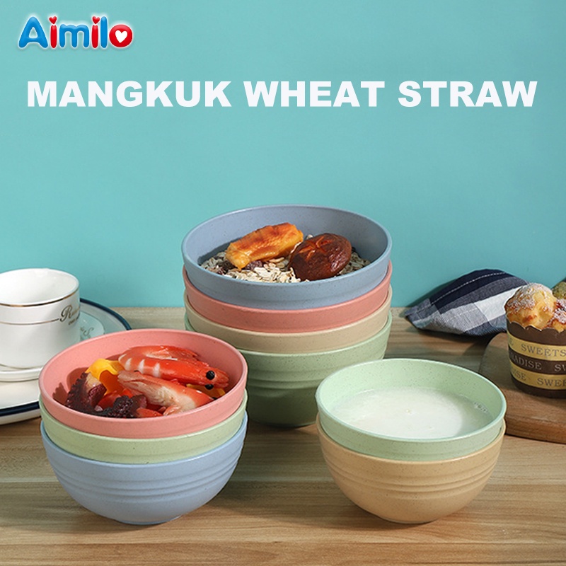 Mangkok Wheat Straw Bowl | Mangkuk Plastik Microwave Warna Warni | Gandum Kokoh BPA Free | Wheat Straw Bowl | Colorful Microwave Plastic Bowls