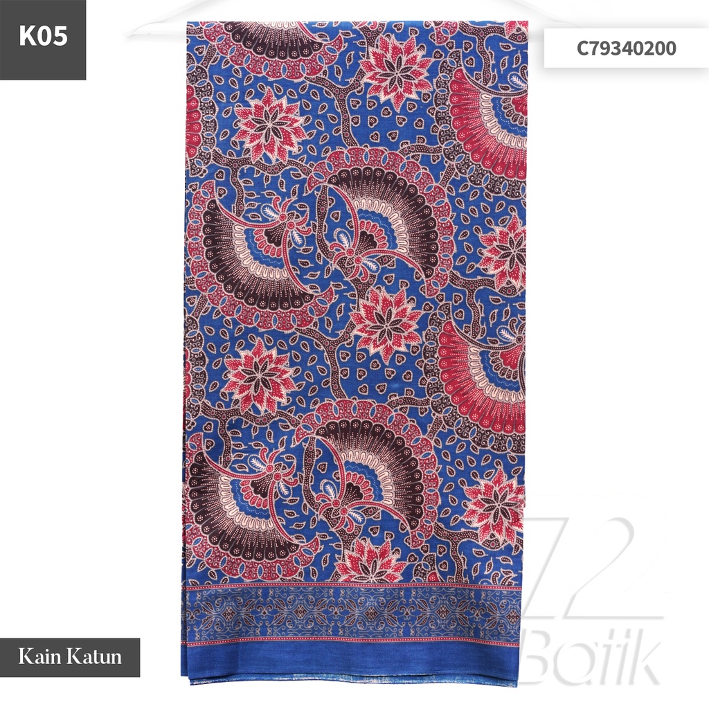 JARIK BATIK Premium Bahan Katun Motif Kembang Semak Warna Biru 721767 CAP 72