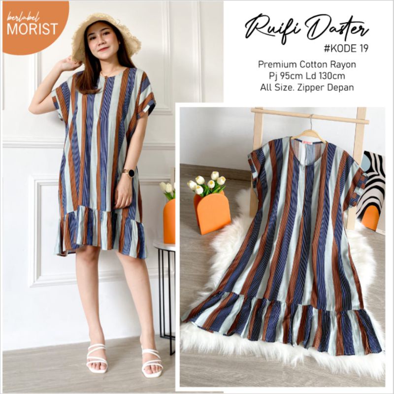 Daster Ruffle Model Terbaru Motif Garis RUIFI DASTER #19