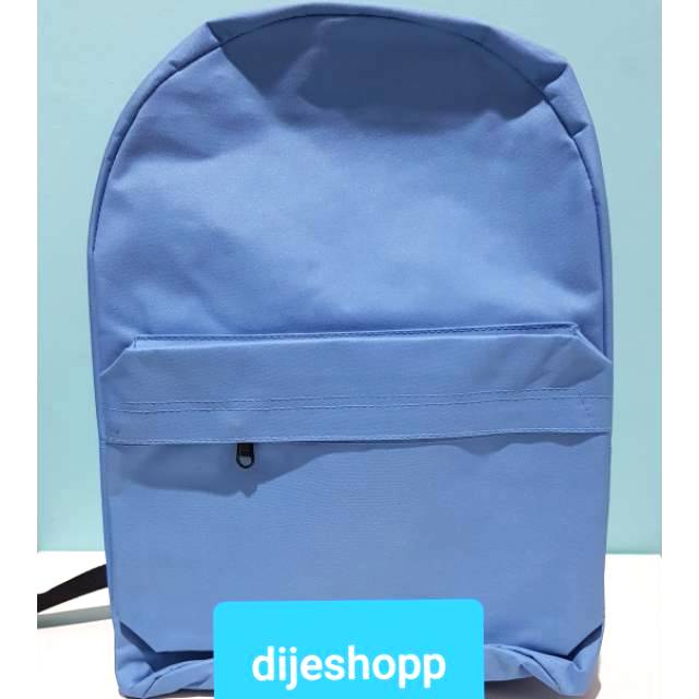 Tas Ransel Biru muda / Tas kanvas polos seperti jansport muat laptop / media art / backpack travel