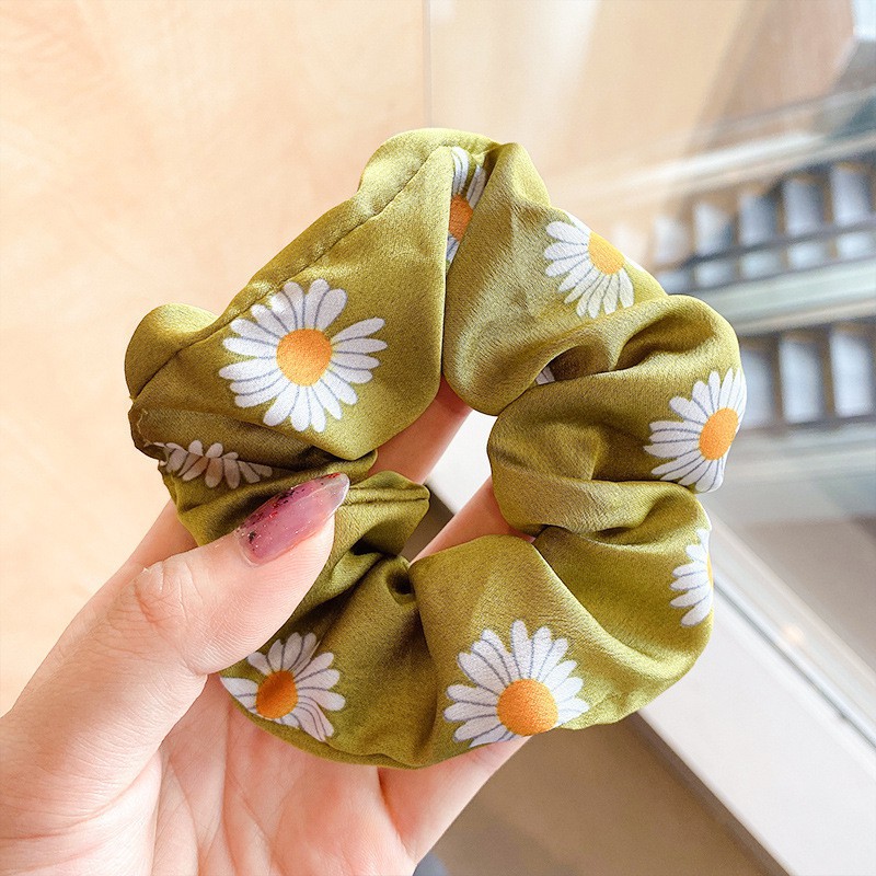 Ikat Rambut H165 Korea Fashion Motif Scrunchie Satin Bunga Tali Aksesoris Karet Korea TMALL88