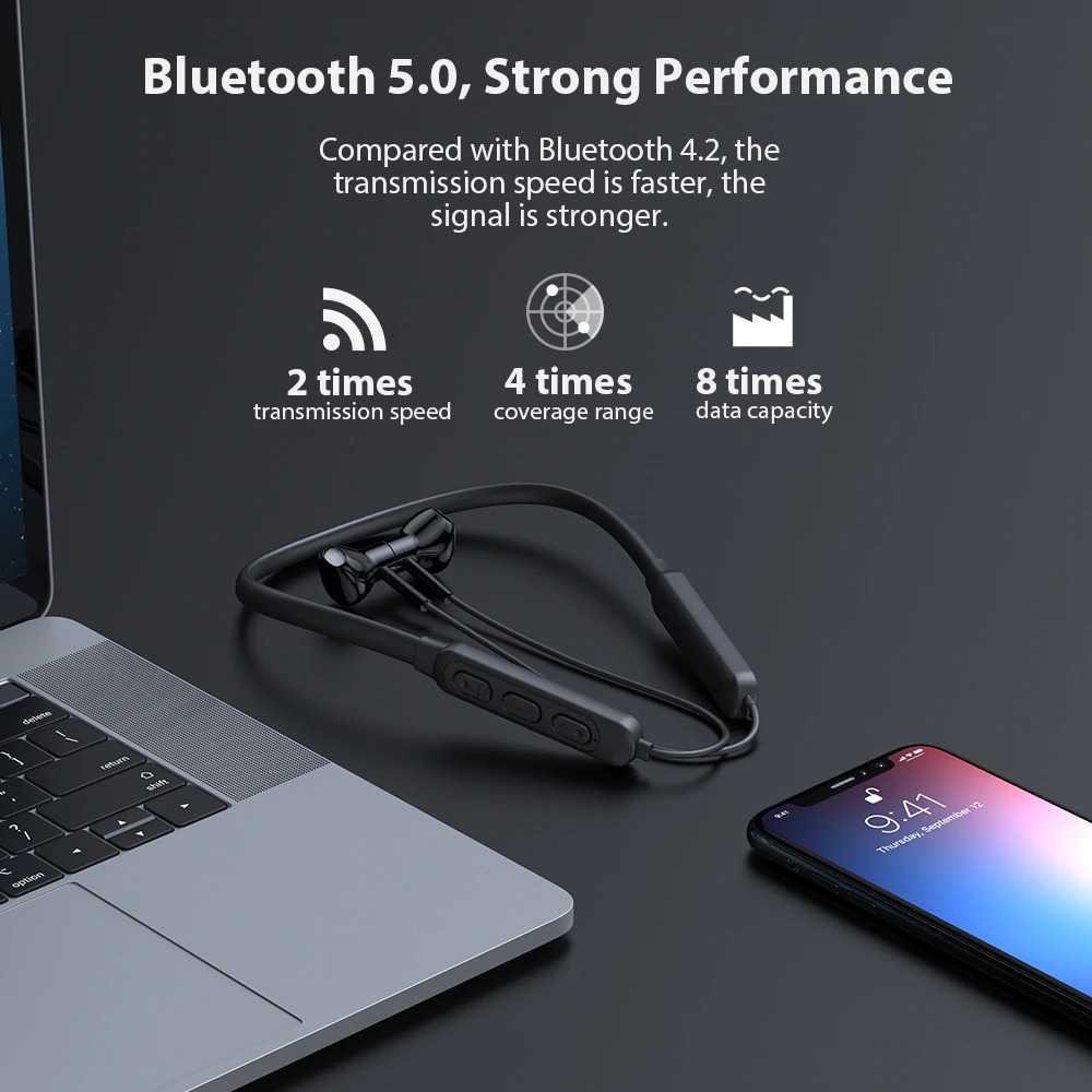 Headset Bluetooth 5.1 Super Bass Earphone Sport Headset Olahraga Dengan Mikrofon Headset Leher Sport Tws Earphone