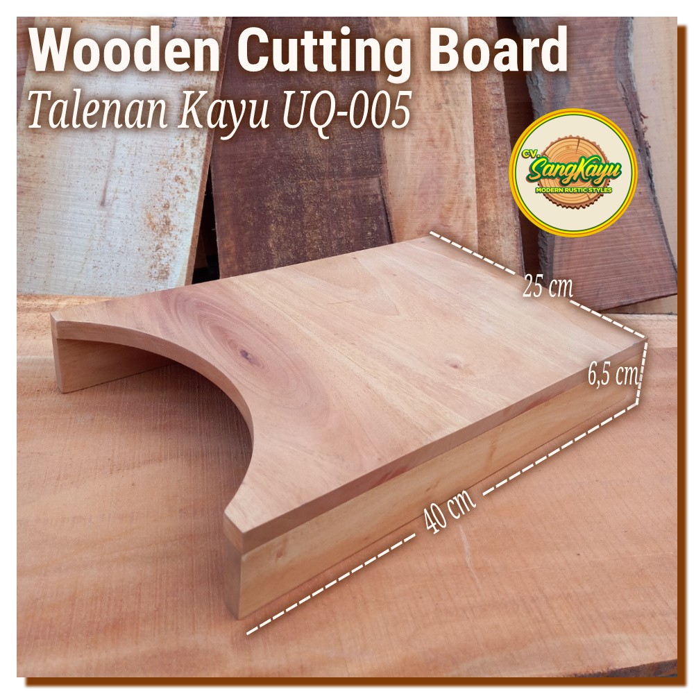 Talenan kayu kaki samping 40x25x6,5 cm Wooden Cutting Chopping Board