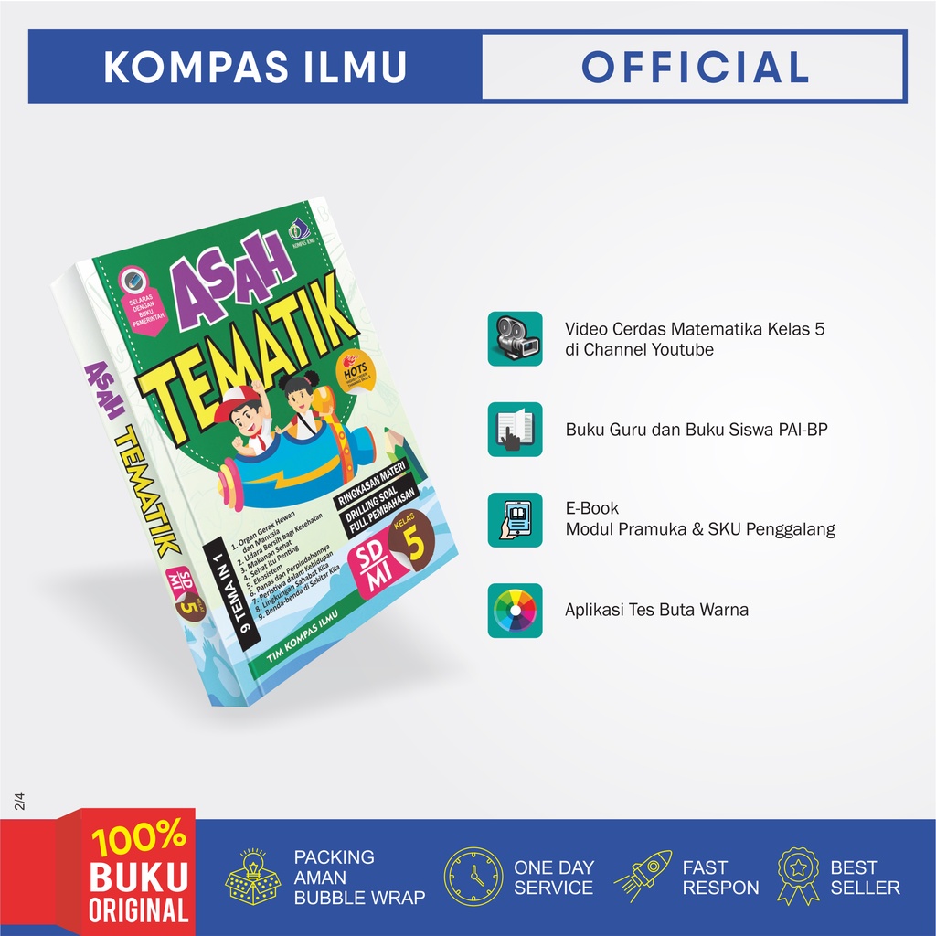 Buku ASAH TEMATIK SD/MI Kelas 5 HOTS 9in1 (KOMPAS ILMU)