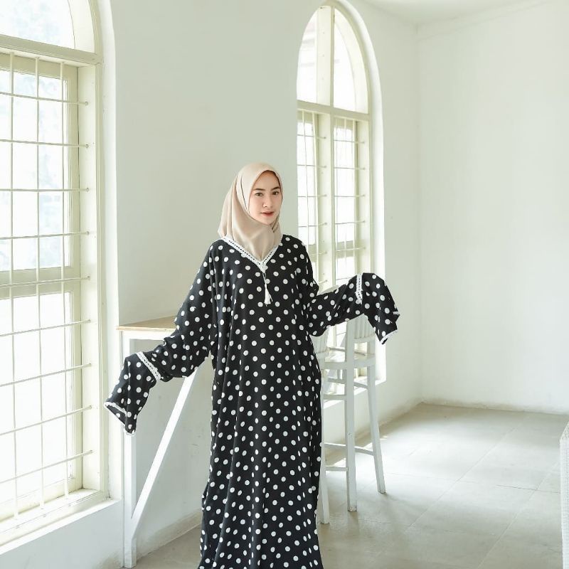 abaya turki/abaya TURKEY /abaya asput/ abaya AZPOODZ/abaya black polka/navy polka @abayasholat354