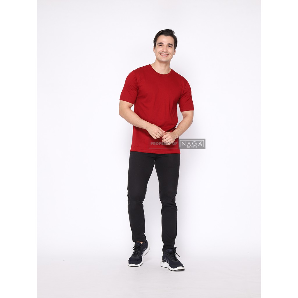 Naga Clothing Baju  Kaos  Polos Merah  Marun  Lengan  Pendek 