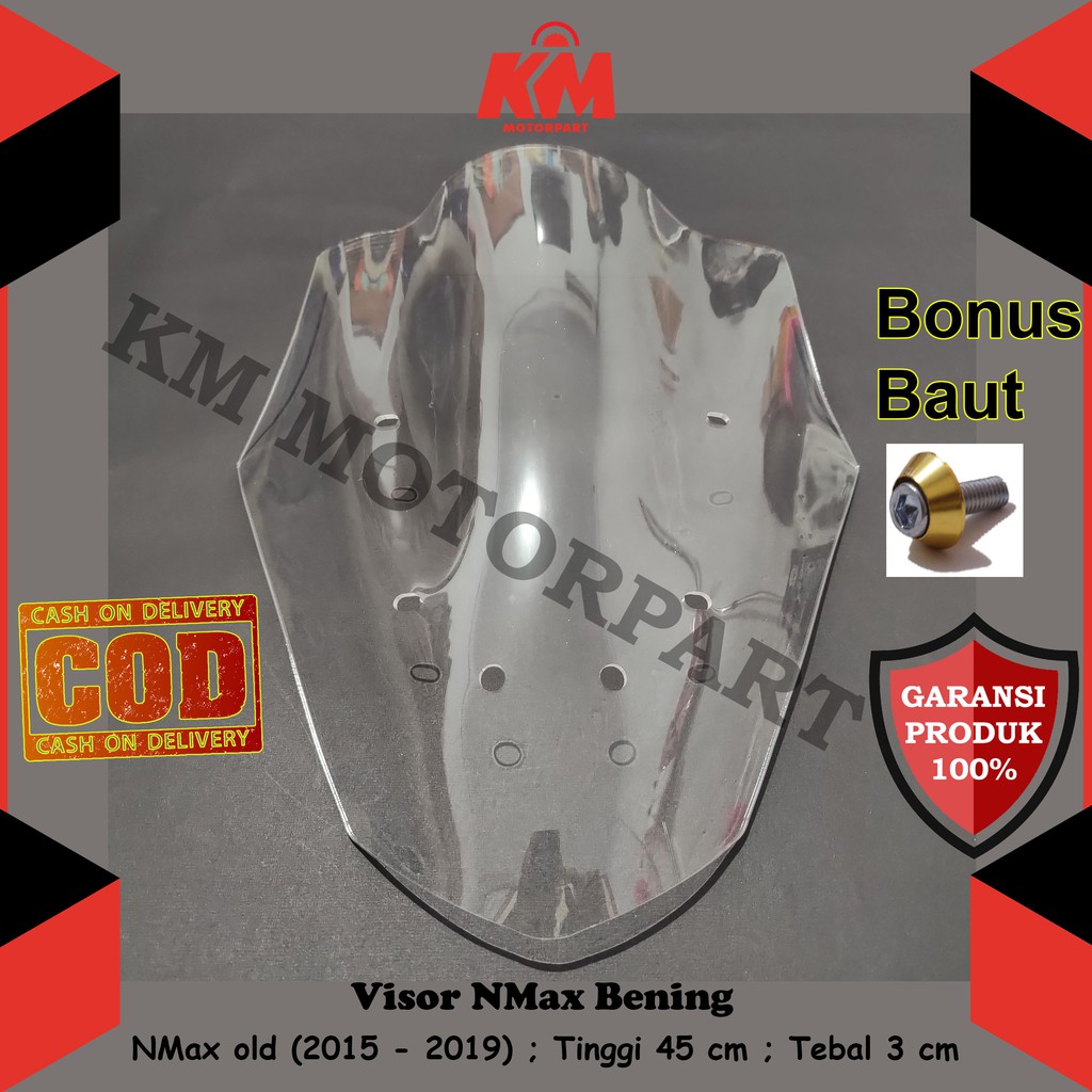 Visor Windshield Nmax Model Jenong Tebal 3 mm Panjang 45 cm Bahan Mika Akrilik Variasi N Max