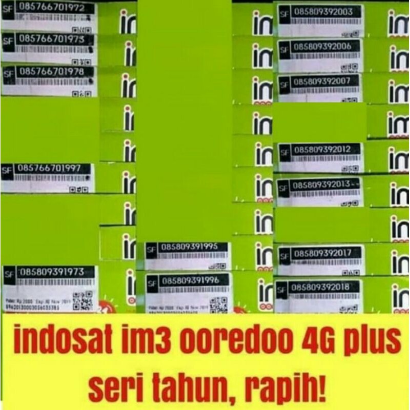 No Cantik Kartu Perdana IM3 Indosat Ooredo 4G seri Tahun