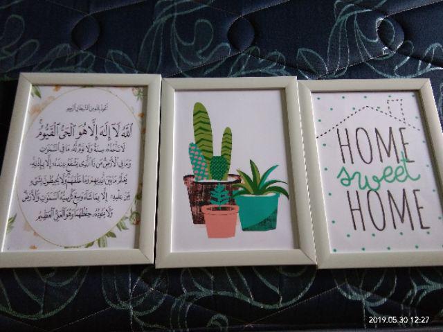 Promooo!!! 1 Buah Wall Decor Frame Fiber A4 - Monstera Cactus Leaf Series Hiasan Dinding Shabby Chic