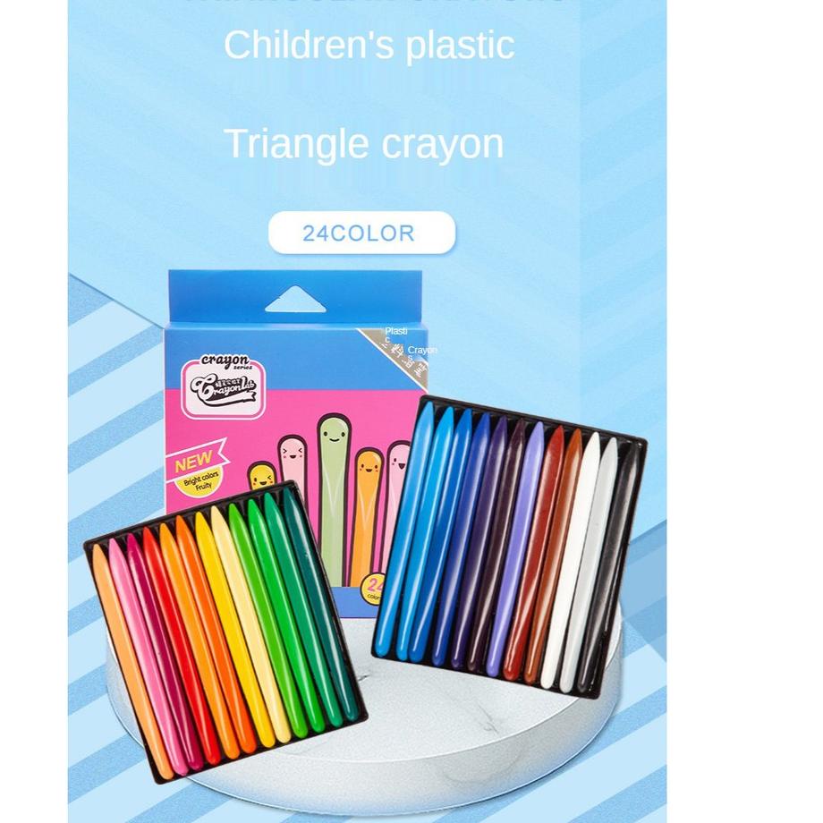 

ツ NA -TRIANGULAR CRAYON NON TOXIC ISI 24PCS - CRAYON WATERPROOF Promo
