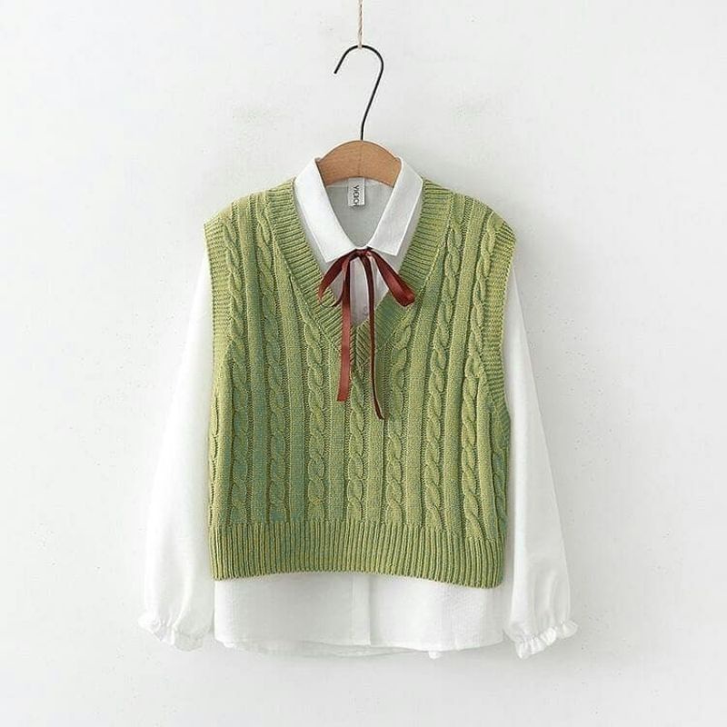 Vest Cable/ROMPI CABLE RAJUT - rompi rajut - vest rajut  rompi rajut korea - rompi - rompi wanita - 