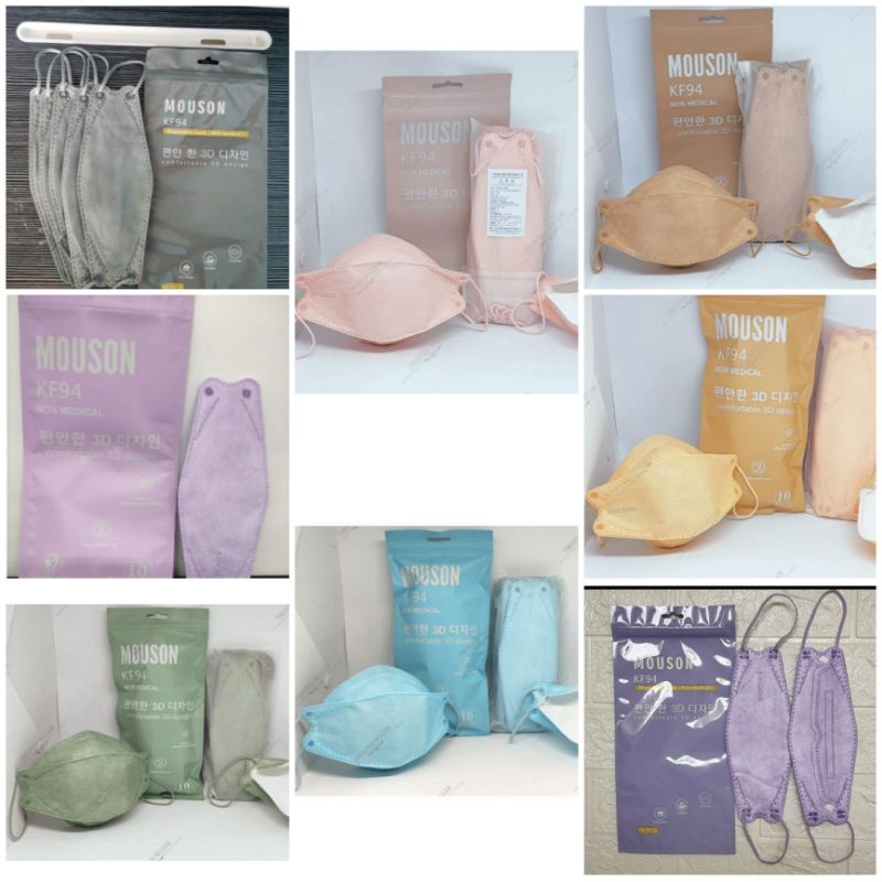 Masker Kf94 MOUSON 4ply / Masker Korea Sachet isi 10pcs Warna Gold Maroon Salem Matcha Navy ORIGINAL