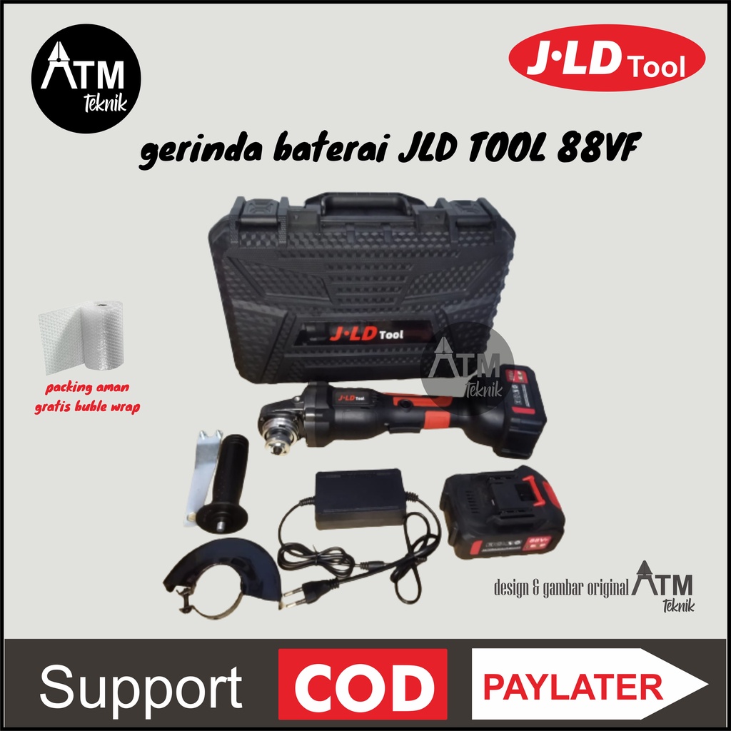 JLD Tool Mesin Gerinda Cordless 2 Baterai 48volt Gerinda Tangan Portable Cas Brushles Variabel Speed