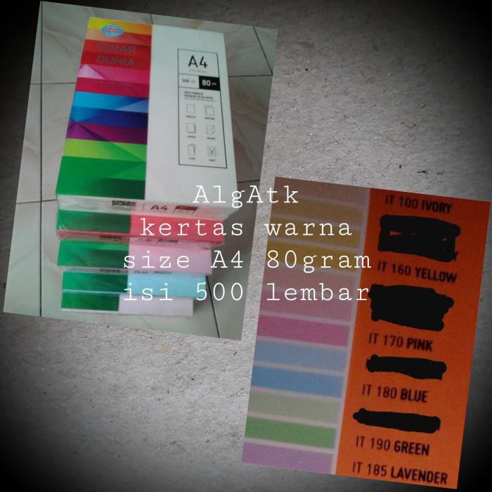 

Kertas / Sinar Dunia. Kertas Warna A4 80Gsm.