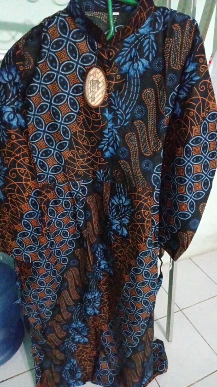 Batik Couple Keluarga Sania Ruffle Ori Ndoro Jowi Dnt Motif Seno Biru