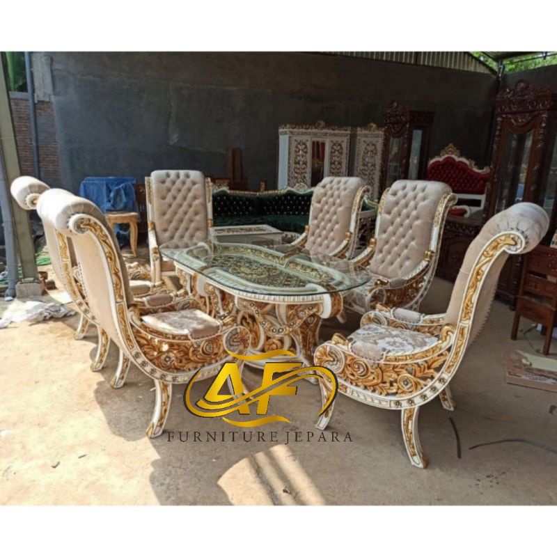 set kursi makan Rafi Ahmad,kursi makan mewah /kursi makan full ukiran mewah
