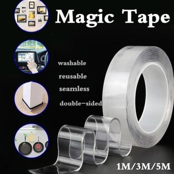 

Double Tape Nano Gel Bening Tahan Air 5M x 30mm Super Kuat Bisa Cuci best-a44 Murah