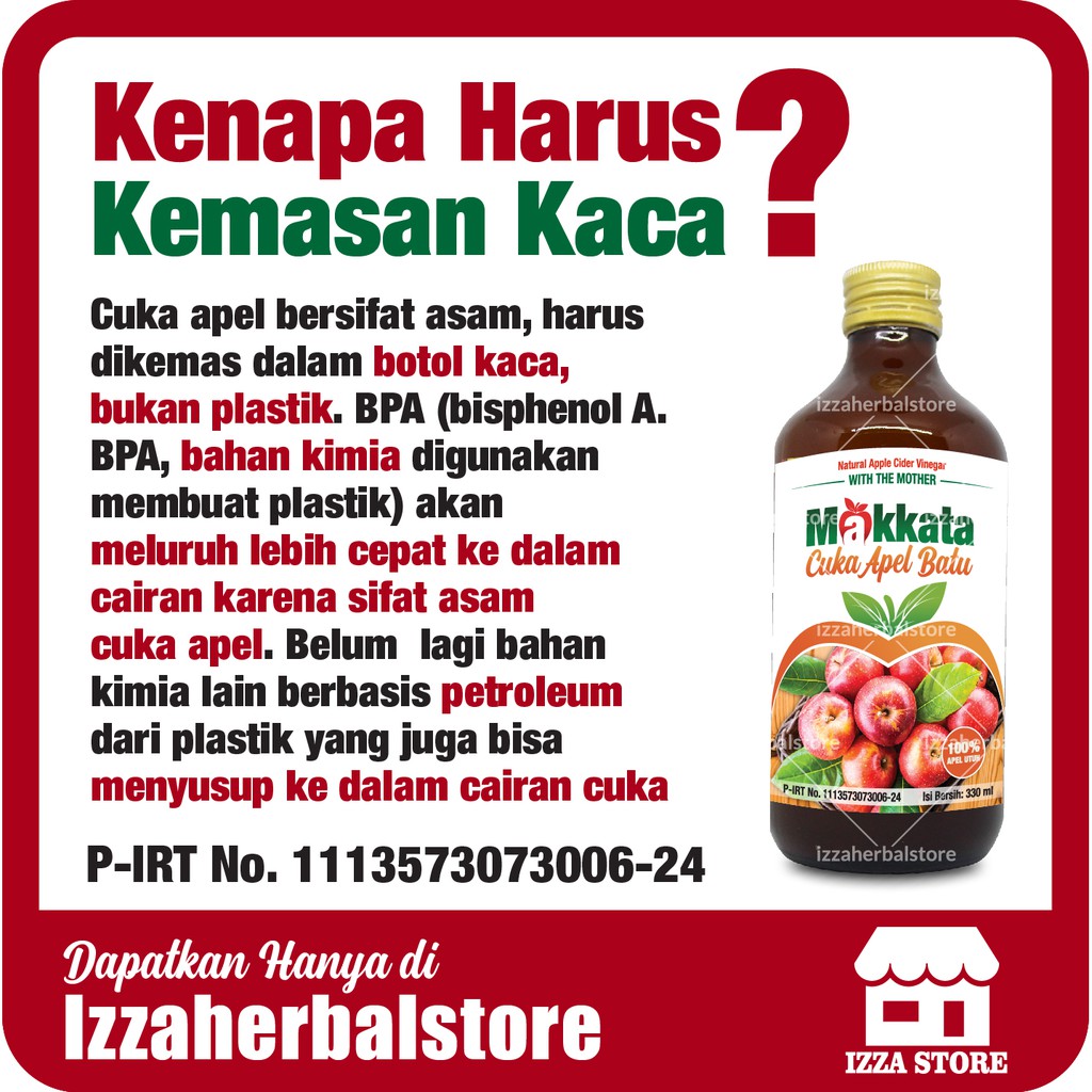 CUKA APEL Batu Malang MAKKATA Organic Apple Cider Vinegar Original 100% APEL UTUH