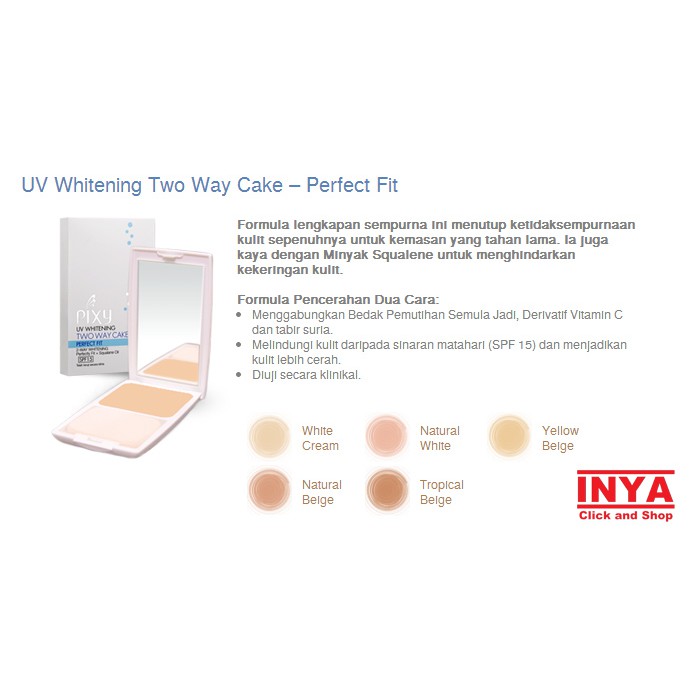 PIXY TWO WAY CAKE PERFECT FIT SET 01 WHITE CREAM 12.2gr Dengan Kaca - Bedak - Compact Powder