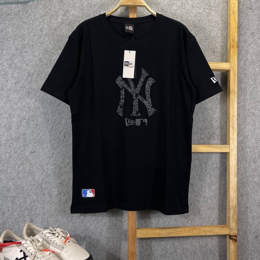 KAOS MLB YANKEES NY LOGO BATIK HITAM MIRROR FULLTAG