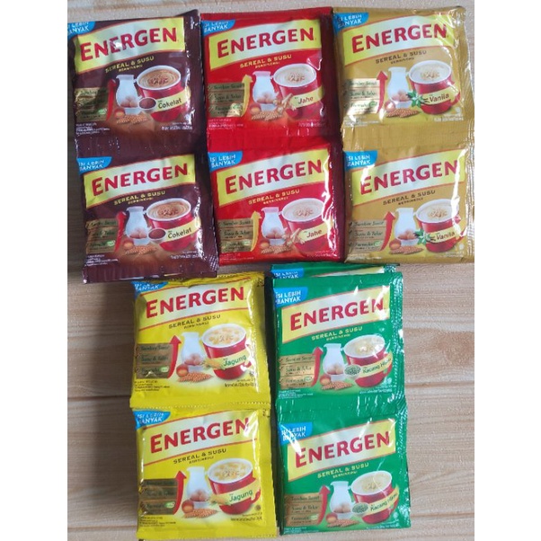 ✔MURAH Energen Coklat Vanila Kacang Hijau Jahe 34gr 1Renceng / Energen Kemasan Baru