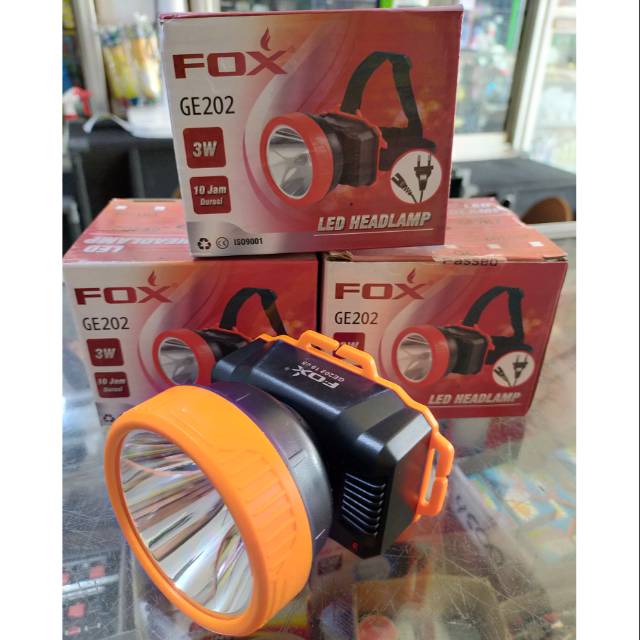 Senter Kepala LED - Headlamp LED Fox 3Watt warna putih GE202
