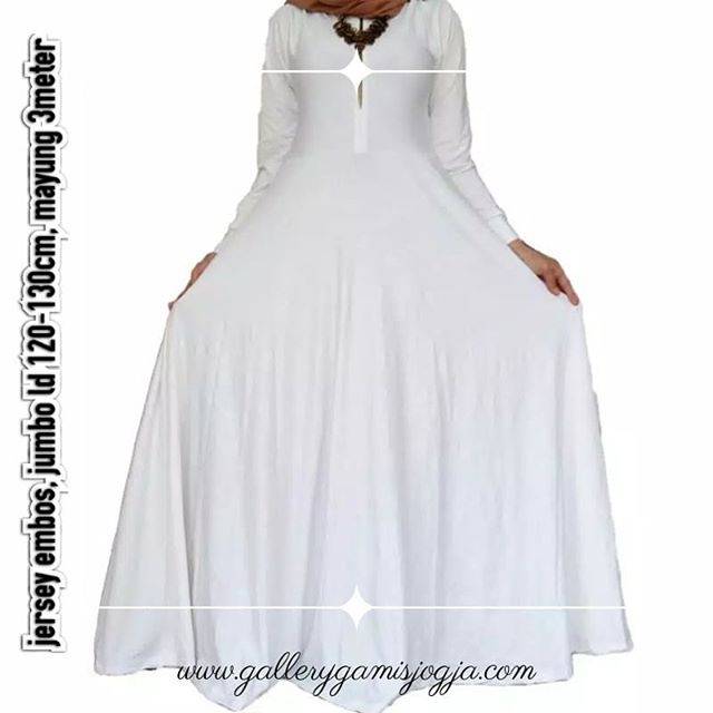 Gamis putih jumbo jersey embos