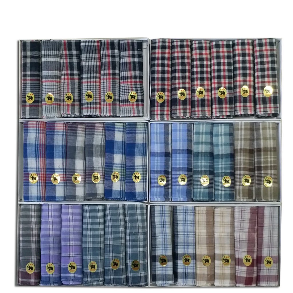 1KOTAK/6pcs Sapu Tangan Gajah Pria 1pack/bungkus(isi 6pcs) SAPU TANGAN MULTIFUNGSI BAHAN 100% KATUN SERAP AIR HARGA TERMURAH lusin