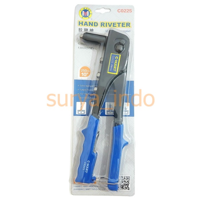 TANG RIVET 10&quot; C-MART C0225 2.4/3.2/4.0/4.8 MM TANG RIFET HAND RIVETER