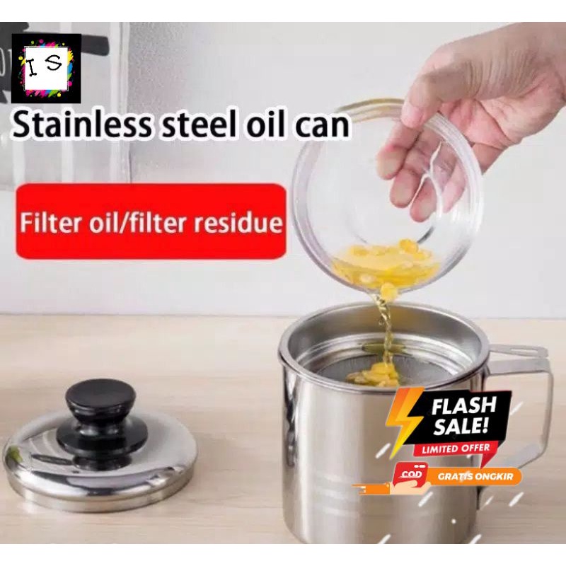 [COD] Oil Pot 1.3 Liter Stainless ORIGINAL 12 cm / Tempat Saringan Minyak Goreng Stainless Stell