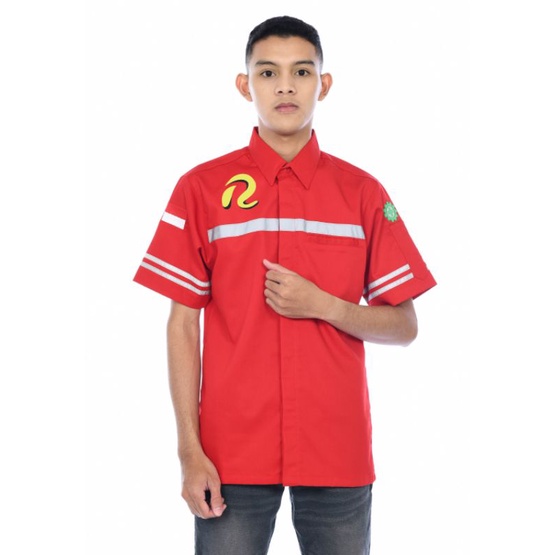 Atasan Wearpack tangan pendek custom bordir/Baju kerja kantor/kemeja karyawan kantor pabrik lapangan