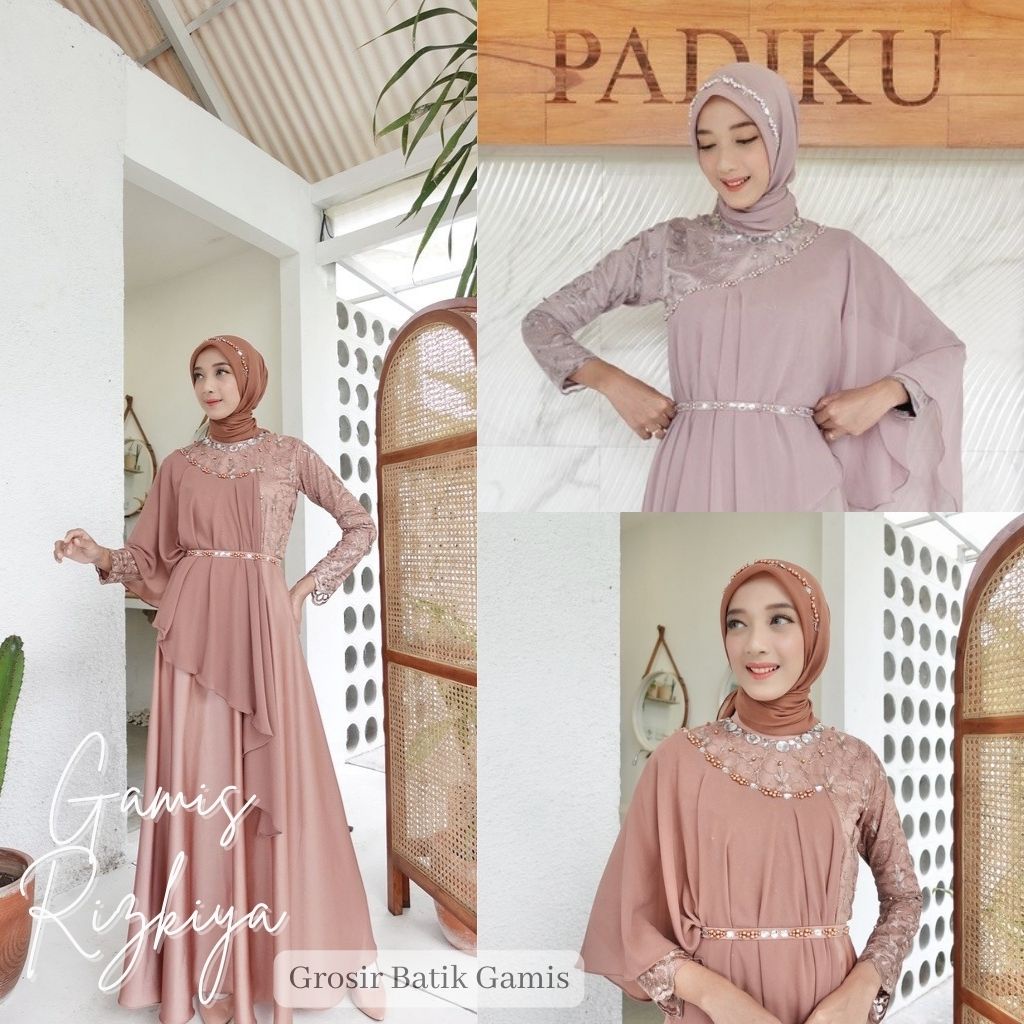 #2 GAMIS RIZKIYA BRUKAT PREMIUM TILE TUTU KOMBINASI | DRESS 10 LOOK FREE BELT BISA COD BAYAR DITEMPA