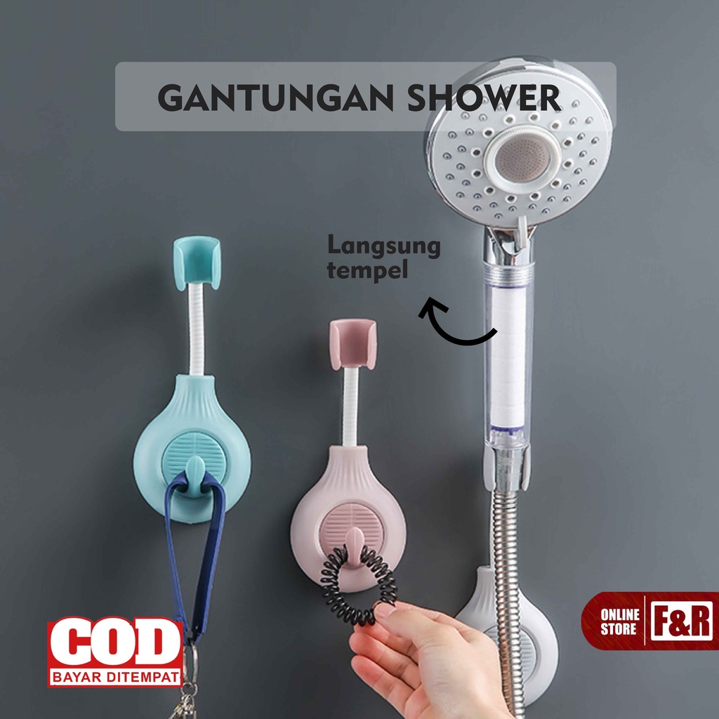 Gantungan Shower Tempel Kamar Mandi Dudukan Pegangan Kepala Keran Air Hangger Holder Shower