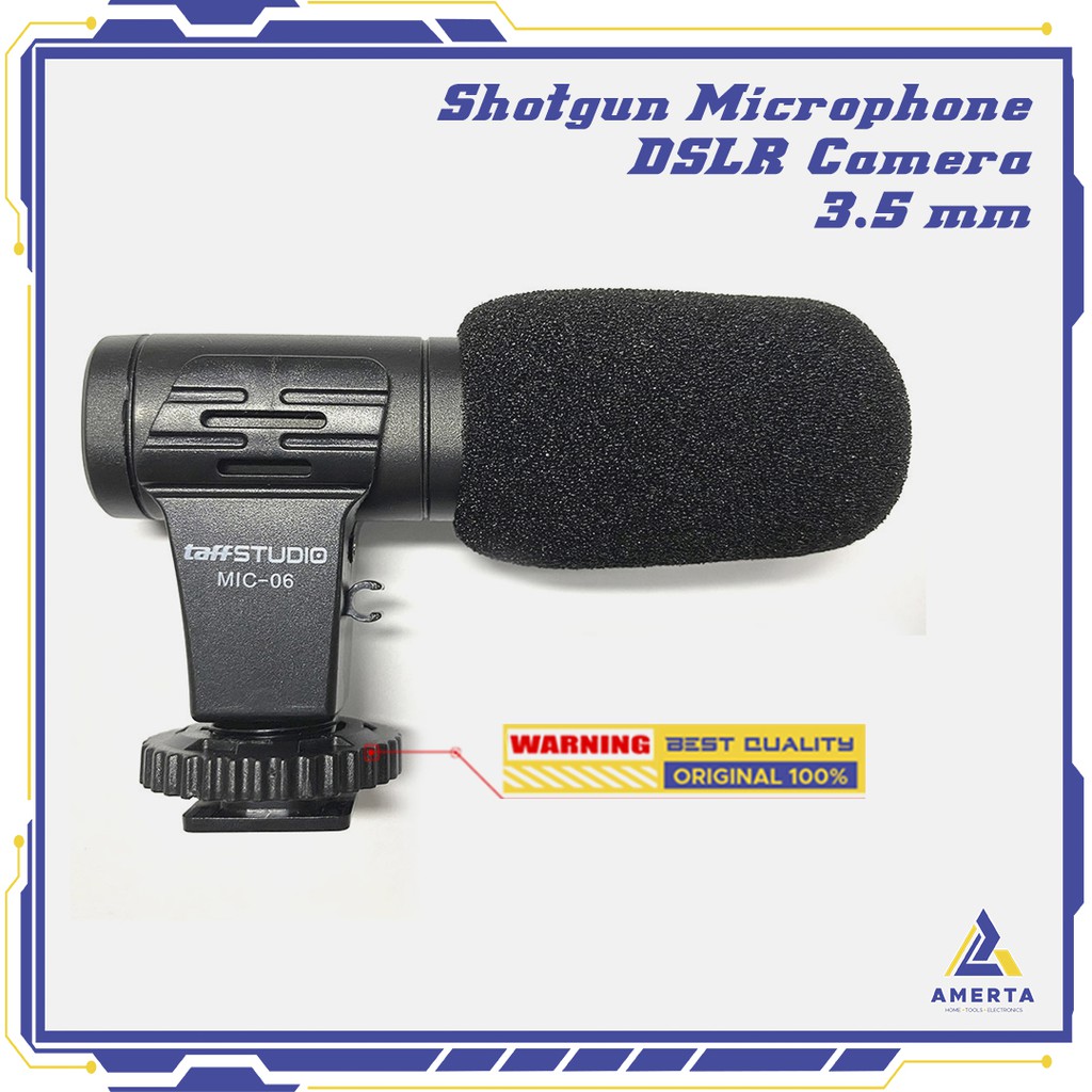 Camera DSLR Shotgun Microphone 3.5mm TaffStudio  - MIC-06 - Black