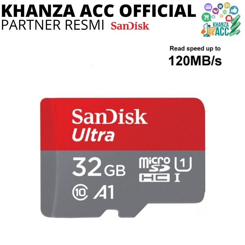 KHANZAACC SanDisk Ultra MicroSD 32GB A1 microSDHC UHS-I Memori Card Hp Micro SD Class 10