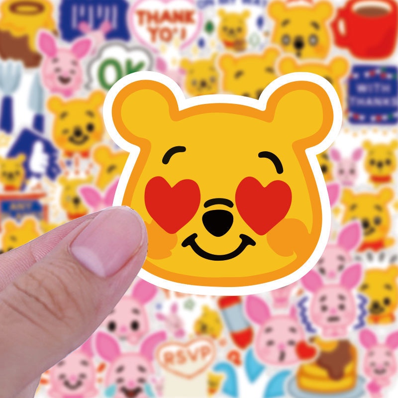 50 tidak berulang Pooh Beruang kartun lucu gadis jantung stiker air Piala bagasi bahan stiker koper