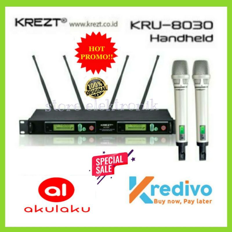 Microphone Wireless Krezt KRU 8030 Handheld Mic Krezt KRU 8030 Pegang