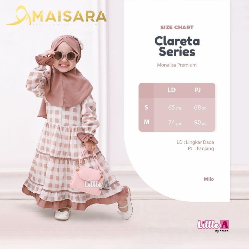 TERLARIS TERMURAH GAMIS SYARI ANAK BAJU ANAK MUSLIM CLARETA KIDS ORI LITTLE A BY KANZA FASHION SOLO