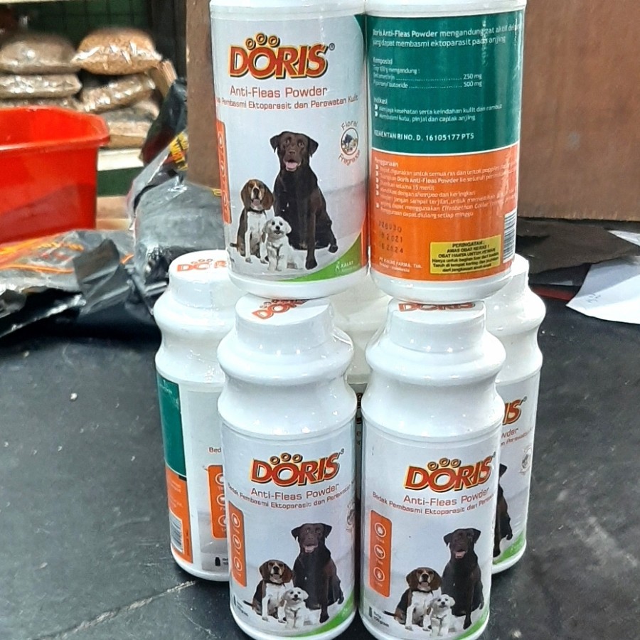 Bedak doris Anti kutu flea tick perawatan anjing kucing 100 gr kalbe